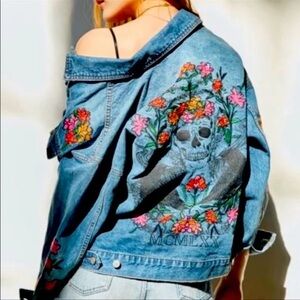 BDG Floral Embroidered Denim Jacket
